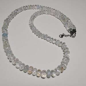 Natural Aquamarine Beaded Necklace 925 Silver